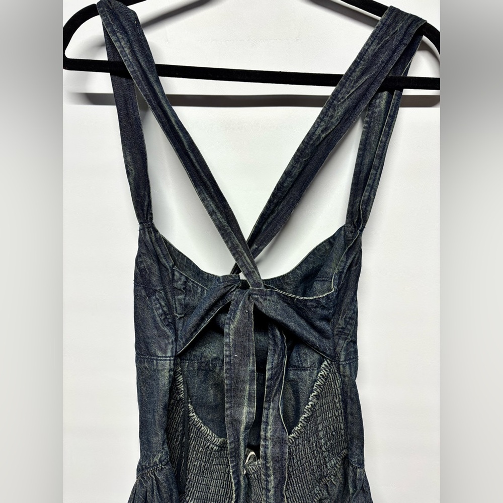 Free People Laurel Denim Mini Dress in Antique Dark Wash - Picture 4 of 14